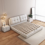 HDB Storage Bed Frame with Storage Drawers High Double Bed Bedframe Wooden Bed Queen King Bed Storage Bed Frame Cream Style Leather Bed Double Bed with Storage