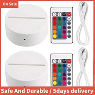 2 Pack 3D Night LED Light Lamp Base + Remote Control + USB Cable, 16 Colors Light Show Display Stand