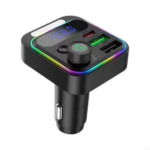 63HD Bluetooth-compatible 5.3 Car FM Transmitter With QC3.0 PD20W Fast Charging Adapter Wireless Car