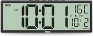 XREXS 14.5 Inch Digital Wall Clock with Time, Calendar and Temperature Display, DST Function, Batter