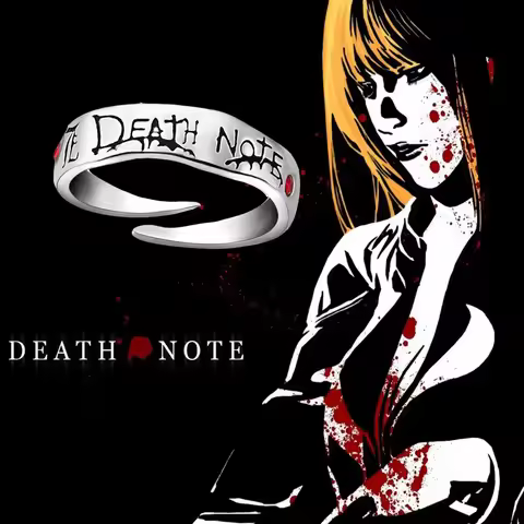Death Note Anime Ring Yagami Light Alloy Cosplay Prop for Women Men Adjustable Ring Jewelry Gift Acc