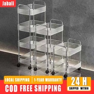 4 Layer Transparent Trolley Cart Organizer Rack with Wheels kitchen With Basket Utility Trolley Cart