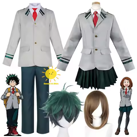 Anime Midoriya Izuku Ochaco Uraraka Cosplay My Hero Academia Cosplay Costumes Uniform Eqaulettes Tie