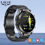 LIGE  Smart Watch Men Non-invasive Blood Glucose Measurement ECG electrocardiogram Waterproof Sports Smartwatch