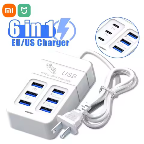 XIAOMI 6 IN 1 USB Charger 35W PD Type C Fast Charge Charger Wall Phone Adapter Quick Charger 3.0 USB