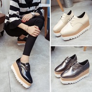 ZC9 Women Patent Leather Wedges Pointed Toe 8 CM Platform Shoes Woman Creepers Kasut