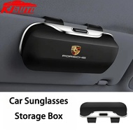 Porsche Car Sun Visor Sunglasses Holder Press Switch Eyeglasses Storage Box Soft Lining Scratch Resi