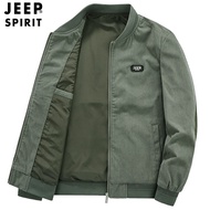 JEEP JEEP เสื้อแจ็กเก็ตเข้ารูปสำหรับชายหนุ่มแจ็กเกตคอเสื้อเบสบอลผ้าลูกฟูกไฮเอนด์สำหรับฤดูใบไม้ร่วง