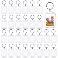 30 PCS Photo Insert Keychains, Acrylic Clear Blank Keyrings Picture Frame Keyring with Split Ring fo
