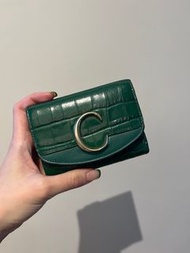 正版 Chloe綠色三折短夾（有零錢袋）附完整盒裝及保卡
