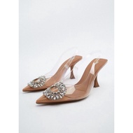 ZARA Collection&gt; Embellished Vinyl Heeled Shoes