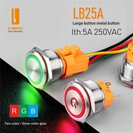 Tyk 8.Blue Wave 25mm Metal Push Button Switch 1NO1NC/2NO2NC Customizable Luminous Waterproof Gold-Pl