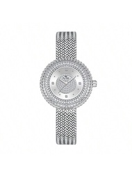 1只女士30m防水全鑲鑽石石英手錶,搭配真空鍍膜,是送給最好的朋友生日派對或情人節的絕佳禮物
