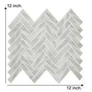 3D Effect Self-Adhesive Waterproof Wall Sticker 2.5mm Herringbone Pattern Peel and Stick Wall Tiles-1 sheet