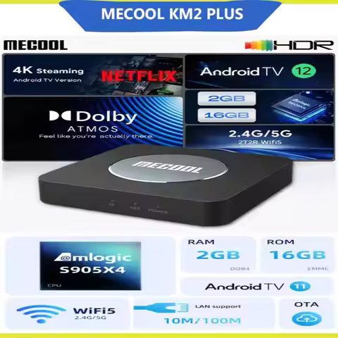 MECOOL KM2 PLUS Google Netflix Certified Android 11 TV Box S905X4-B Quad Core A55 AV1 HDR 4K Streami
