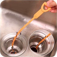 A13-（2條裝）下水道毛髮清理器 毛髮清理器(疏通渠道) 渠道疏通器 水槽毛髮清理器 頭髮收集器 下水道疏通清潔鈎 長柄厨衛渠道清潔棒 通渠佬 橙色