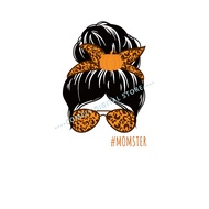 SHIRT DESIGN IDEA TEMPLATE [EDITABLE] Orange and Black Momster Messy Bun Halloween T-Shirt