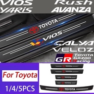 สติกเกอร์ป้องกันรอยขีดข่วนด้านธรณีประตูรถยนต์ Xuming สติกเกอร์หนังคาร์บอนไฟเบอร์สำหรับโตโยต้า Vios Yaris Rush Veloz ฟอร์จูนเนอร์อินโนว่า Raize Corolla Calya Avanza GR Sport