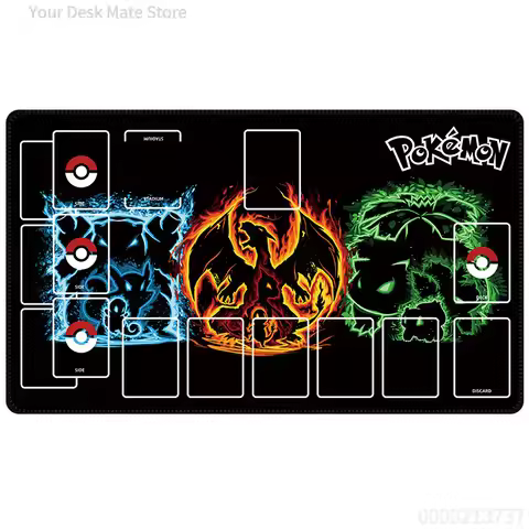 Kanto Starters Elemental TCG Playmat Non-slip Rubber Desk Mat