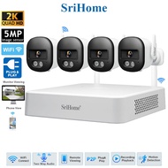 NVR WiFi (5MP) SriHome Wireless CCTV Security System + 4 Camera 2K (Plug & Play) - NVS011-IPC056