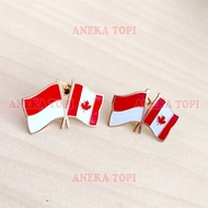 Indonesian Friendship Flag Pin Canada Cross Flag Pin Indonesia Canada - Various Hats