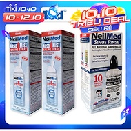 Combo Adult 24h Care: Bình Xịt Rửa Vệ Sinh Mũi Xoang Người Lớn NeilMed Sinus Rinse & Spray -SX Mỹ, Đ