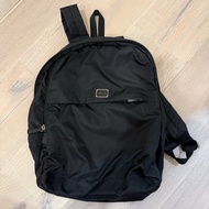 agnes b voyage logo雙層重磅尼龍黑色後背包