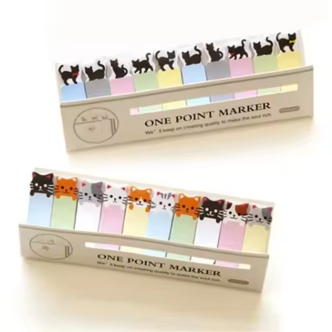 School Products Lovely Funny Joy Cat Design Sticker Memo Marker Point Flags Sticky Notes Writing Lab