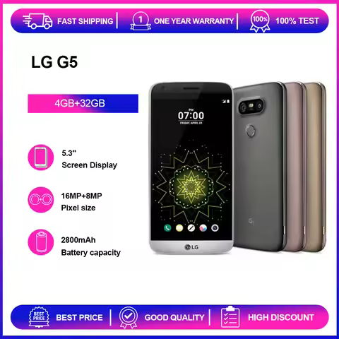 LG G5 H850 Original 4G Mobile Phone 5.3'' 16MP Fingerprint Bluetooth Android SmartPhone