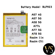Battery BLP923 for Oppo A57 4G A57 5G A58 5G A77s A77 5G A78 5G Realme 11x C51 Premium Quality Batte