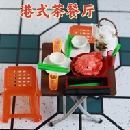 Miniature Food Play Mini Tea Restaurant Food Stall Chopsticks Box Ceramic Bowl and Plate Full Set Te