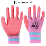 Pink rubber-coated work gloves, anti-slip and abrasion-resistant gardening gloves, work gloves