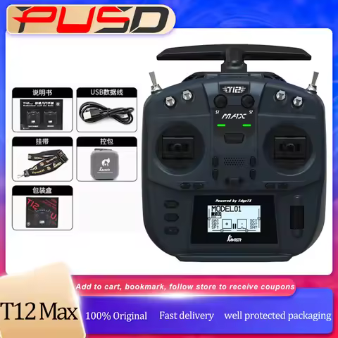 2025 New T12 Max 2.4G/915Mhz ELRS EdgeTx Remote Radio Control 500mW Remote Controller RDC50 Gimbal F