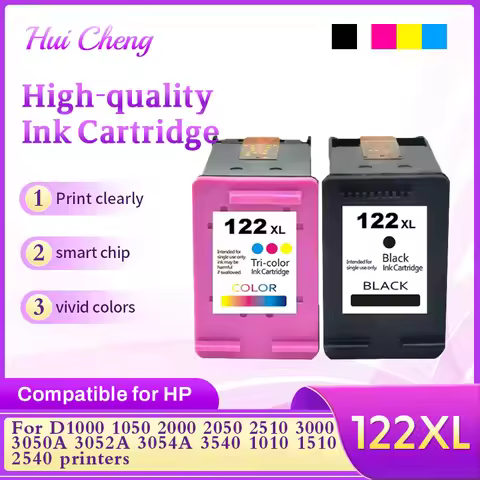 2PCS 122XL ink cartridges Compatible for hp D1000 1050 2000 2050 2510 3000 3050A 3052A 3054A 3540 10