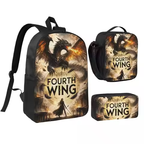 3Pcs F-Fourth W-Wing Dragon School bags Set for Girls Boys Pen Bags Backpack Sets with Lunch Box For