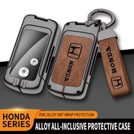 Zinc Alloy Genuine Leather Smart Remote Car Key Fob Case Cover Shell Holder Protector Keychain For Honda City Civic Accord CRV CRZ Odyssey Brio Freed Mobilio Shuttle Stepwgn BRV