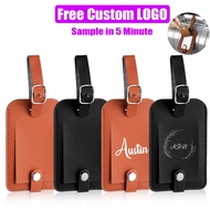 PU Leather Luggage Tag Printing Travel Checked Boarding Pass Identification Luggage Tag Free Custom 