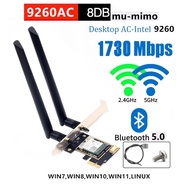 Intel AC 9260 5GHz Wifi Card Set with integrated Bluetooth 5 short & tall boards for PC,Tiny,SFF,Min