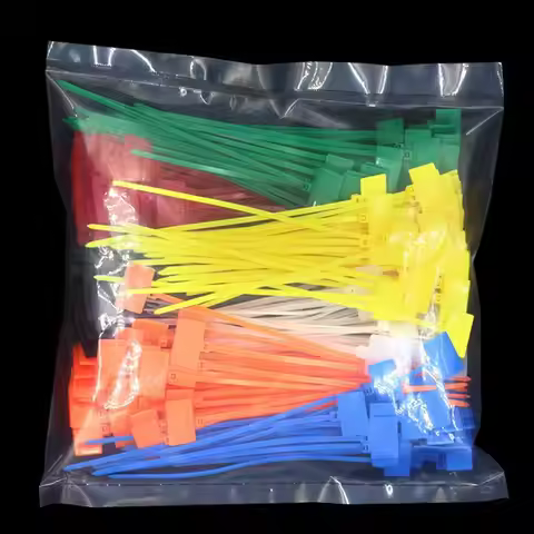 100pcs Strapping Tape Self-locking Zip Ties Tag Labels Mesh Wire Marker Colorful Tag Cable Ties Nylo