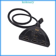 KOK 3 Way HDTV Video Splitter Switcher 4K Resolution Support Remote Access