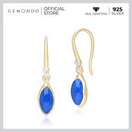 Gemondo ต่างหูเงิน 925 Sterling Silver ประดับลาพิส ลาซูลี (Lapis Lazuli) ทรงมาร์คีส์ และโทแพซ (Topaz