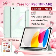 Case for iPad 11th A16 11 inch Flip Smart Case Magnetic Smart Casing With Slot Pen Auto Lock Wake Up