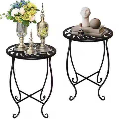 Small Side Tables for Small Space 2 Pack Metal Outdoor Indoor Side Table Weather Resistant Mini Meta