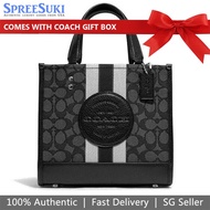 Coach Handbag In Gift Box Signature Jacquard Pebble Leather Black # C8417