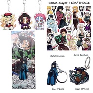 Metal Keychain Anime Demon Slayer Kimetsu No Yaiba Kokushibo Douma Akaza Keychain for Bag Aesthetic