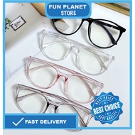 🔥Read Stock🔥Ins Style Spec Round Spec Glasses Transparent Spectacles Frame Plastic Glasses cermin ma