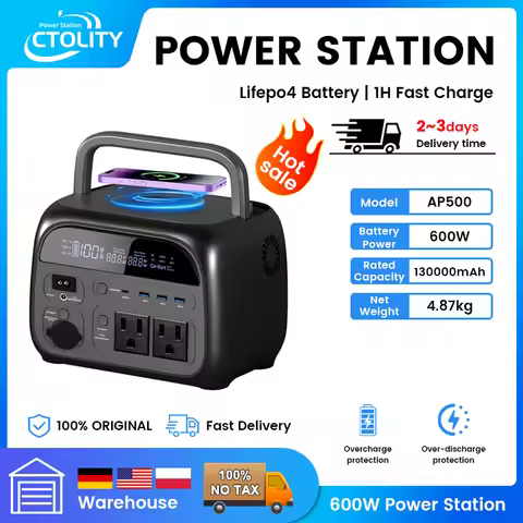 481Wh 600w Portable Power Station UPS Function US Warehouse Stock Shipping Camping Battery 110V AC O
