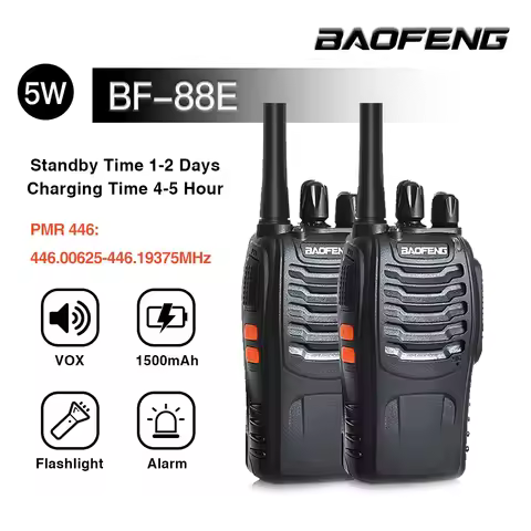 2PCS Original Baofeng BF-88E 3-5km Long Range Handheld Walkie Talkie 16CH UHF PMR 446.00625-446.1937