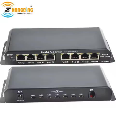 7+1 Port 10/100/1000Mbps Passive Gigabit PoE Switch 802.3af or 24V For IP Camera, VOIP Phone, WiFi A