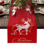 ผ้าปูโต๊ะผ้าลินินลายตารางหมากรุกสีแดงตกแต่งโต๊ะครัวสำหรับงานเลี้ยงรองชนะเลิศการตกแต่งคริสต์มาส
